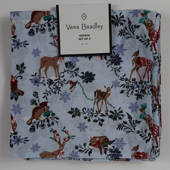 Vera Bradley Set of 4 MERRY MISCHIEF SNOW DAY Dinner Napkins Christmas Holiday - Picture 1 of 2